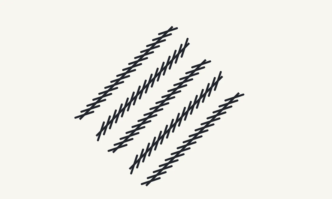 Viewing figure for the Zöllner illusion: five long slanted lines crossed by alternating sets of short strokes.