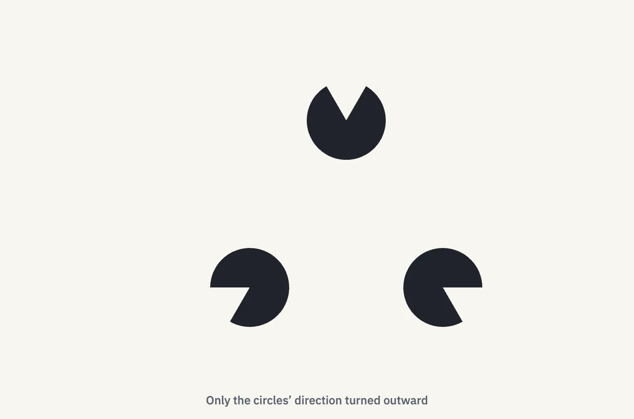 The three cut circles turned outward in place, so the cut edges no longer line up.