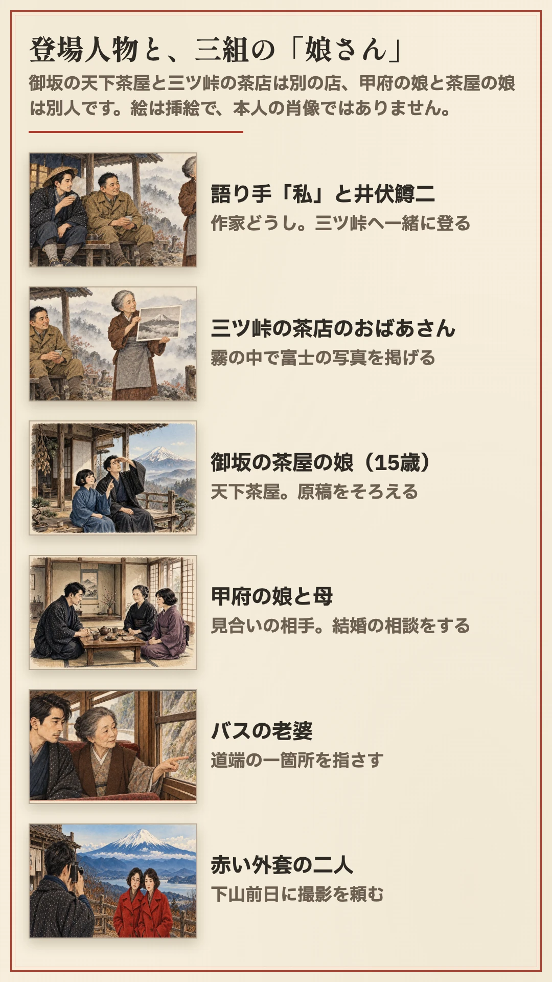登場人物と、三組の「娘さん」